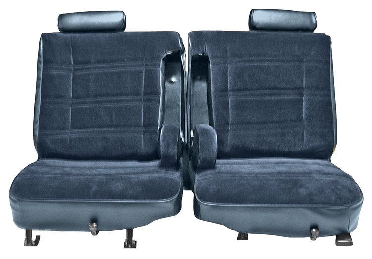 Front 50/50 Split Seat Upholstery for 1978-1980 Chevy El Cam/Malibu, GMC Caballero w/Dual Arm Rest [Med. Bl Vy/Royal Bl Velour]