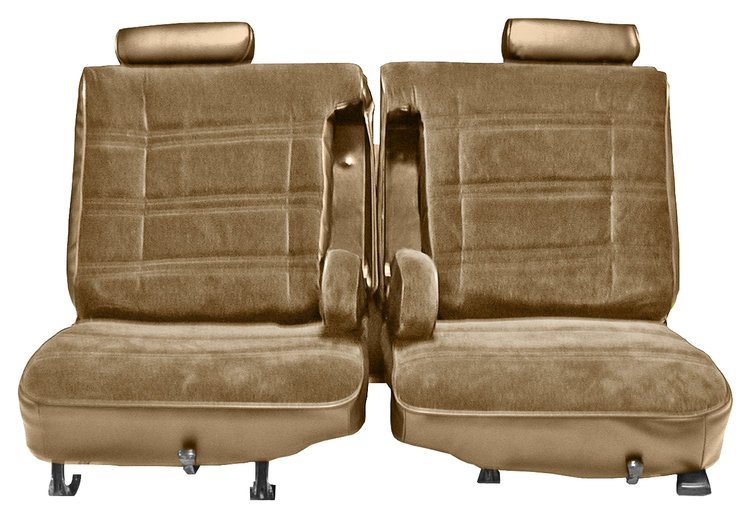 Front 50/50 Split Seat Upholstery  for 1978-1980 Chevy El Cam/Malibu, GMC Caballero w/Dual Arm Rest [Tan Vinyl/Sandstone Velour]