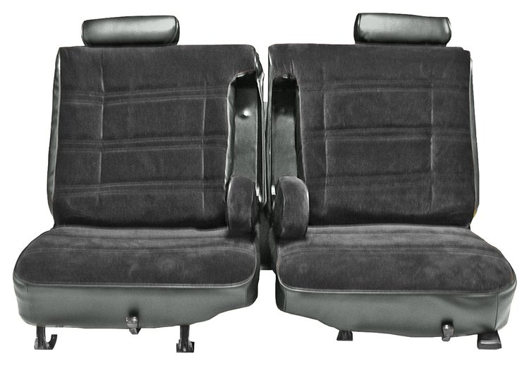 Front 50/50 Split Seat Upholstery for 1978-1980 Chevy El Cam/Malibu, GMC Caballero w/Dual Arm Rest [Char. Vy/Drk Char. Velour]