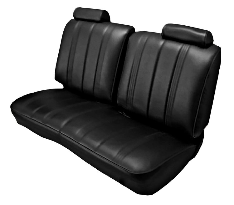 Front Split Back Bench Seat UPH for 1978-1982 Chevy El Camino/Malibu, GMC Caballero w/o Armrest [Vertical Pleats, Black Vinyl]