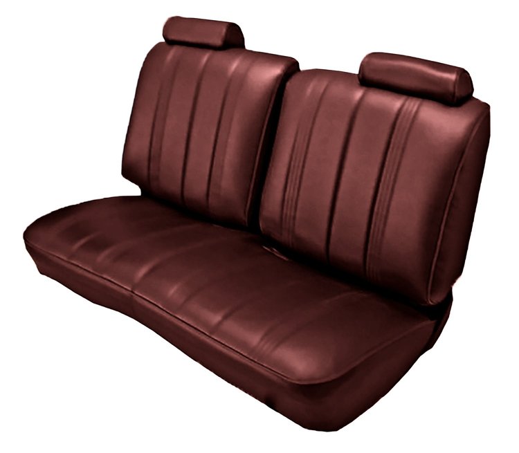 Front Split Back Bench Seat UPH for 1978-1982 Chevy El Camino/Malibu, GMC Caballero w/o Armrest [Vertical Pleats, Maroon Vinyl]