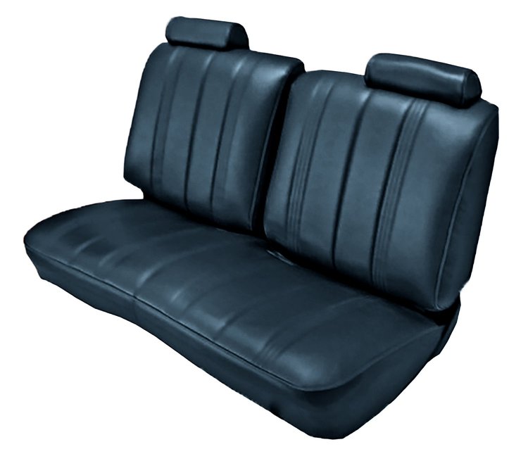 Front Split Back Bench Seat UPH for 1978-1982 Chevy El Camino/Malibu, GMC Caballero w/o Armrest [Vert. Pleats, Med. Bl Vinyl]