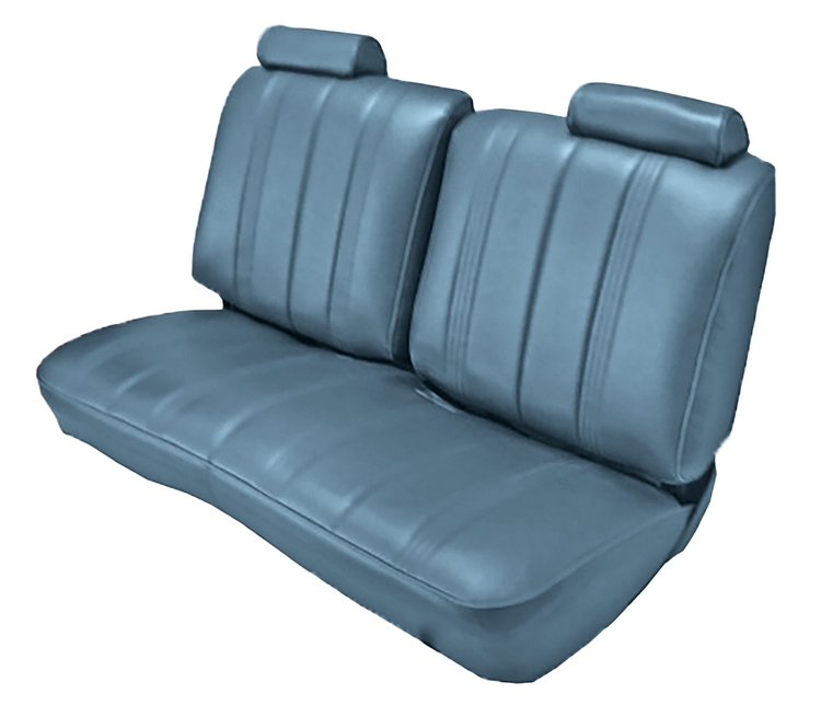 Front Split Back Bench Seat UPH for 1978-1982 Chevy El Camino/Malibu, GMC Caballero w/o Armrest [Vertical Pleats, Lt Bl Vinyl]