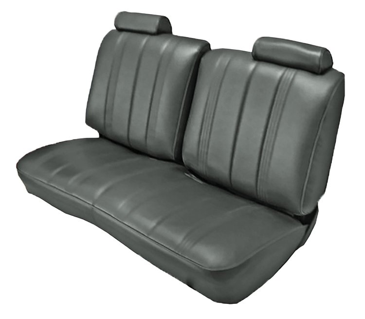 Front Split Back Bench Seat UPH for 1978-1982 Chevy El Camino/Malibu, GMC Caballero w/o Armrest [Vert. Pleats, Charcoal Vinyl]