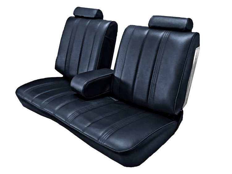 Front Split Back Bench Seat UPH for 1978-1982 Chevy El Camino/Malibu, GMC Caballero w/Armrest [Vertical Pleats, Navy Bl Vinyl]