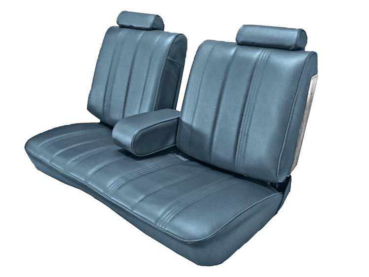 Front Split Back Bench Seat UPH for 1978-1982 Chevy El Camino/Malibu, GMC Caballero w/Armrest [Vertical Pleats, Lt Blue Vinyl]