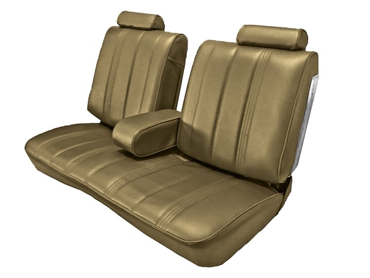 Front Split Back Bench Seat UPH for 1978-1982 Chevy El Camino/Malibu, GMC Caballero w/Armrest [Vertical Pleats, Palomino Vinyl]