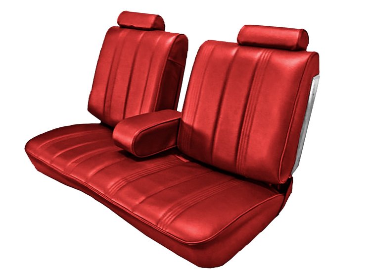 Front Split Back Bench Seat UPH for 1978-1982 Chevy El Camino/Malibu, GMC Caballero w/Armrest [Vertical Pleats, Red Vinyl]