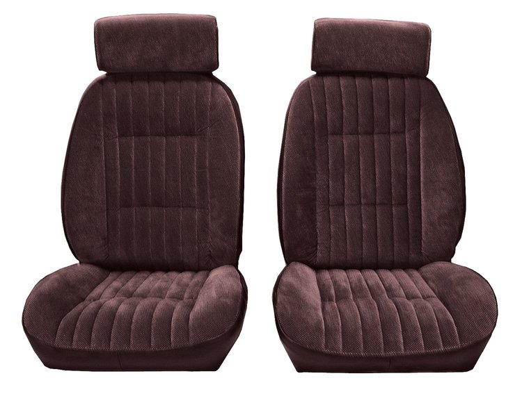Front Reclining Bucket Seat Upholstery Fits Select 1982-1988 Chevrolet/GMC Models [7 Vertical Pleats, Maroon Vinyl]