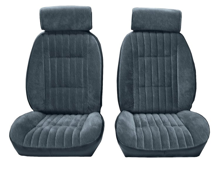 Front Reclining Bucket Seat Upholstery Fits Select 1982-1988 Chevrolet/GMC Models [7 Vertical Pleats, Med. Blue Vinyl]