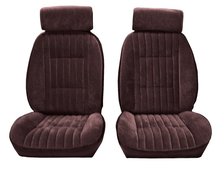 Front Reclining Bucket Seat Upholstery Fits Select 1982-1988 Chevrolet/GMC Models [7 Vertical Pleats, Claret Vinyl]