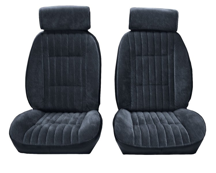 Front Reclining Bucket Seat UPH Fits Select 1982-1988 Chevy/GMC Models [7 Vertical Pleats, Navy Bl Vinyl/Navy Bl Encore Velour]