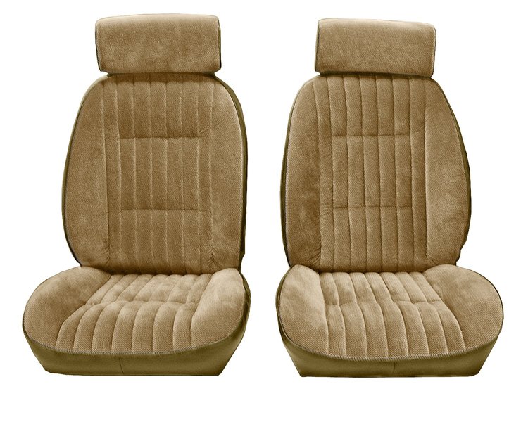 Front Reclining Bucket Seat UPH Fits Select 1982-1988 Chevy/GMC Models [7 Vertical Pleats, Palomino Vinyl/Sandstone Encore Vel.]