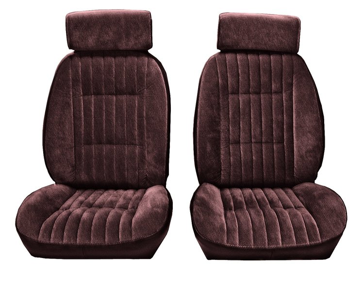 Front Reclining Bucket Seat UPH Fits Select 1982-1988 Chevy/GMC Models [7 Vertical Pleats, Claret Vinyl/Claret Encore Vel.]