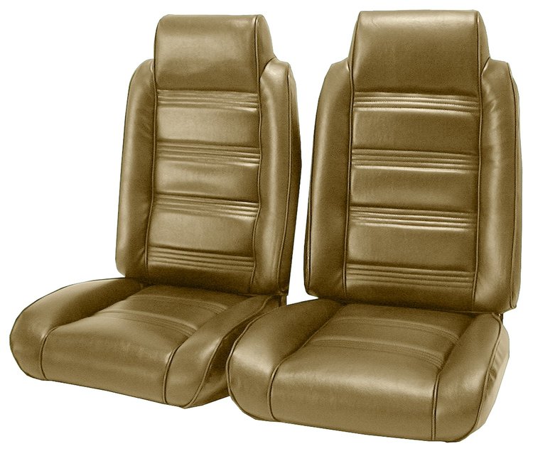 Front Bucket Seat UPH for 1978-1981 Chevy El Camino/Malibu GMC Caballero w/Built in Headrest [Horizontal Pleats, Palomino Vinyl]