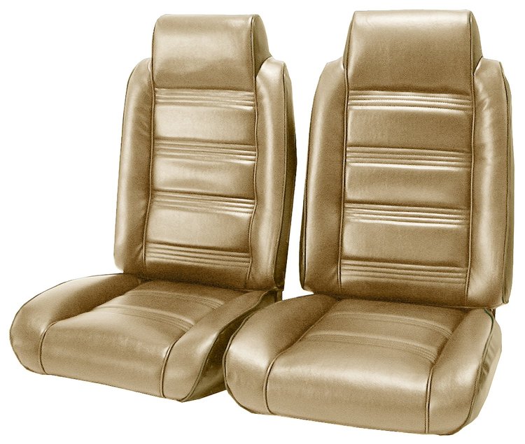 Front Bucket Seat UPH for 1978-1981 Chevy El Cam/Malibu GMC Caballero w/Built in HR [Horiz. Pleats, Palomino Vy/Sandstone Vel.]