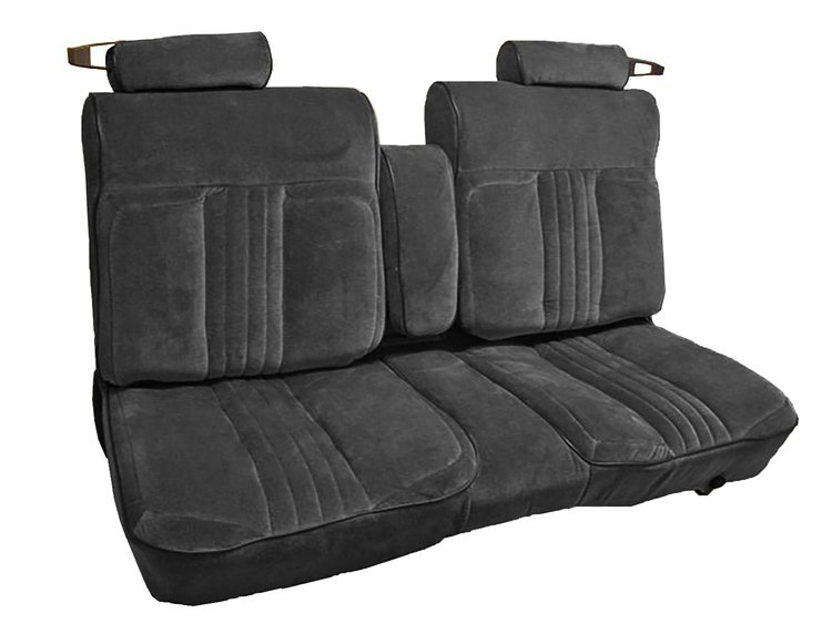 Front Bench Seat Upholstery for 1981-1987 Chevy El Camino/Malibu, Monte Carlo, GMC Caballero [Black Encore Velour Cloth]