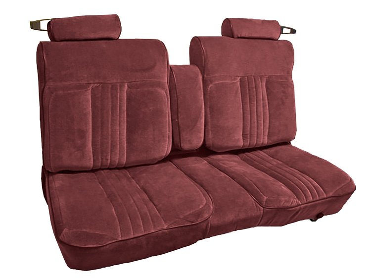 Front Bench Seat Upholstery for 1981-1987 Chevy El Camino/Malibu, Monte Carlo, GMC Caballero [Burgundy Encore Velour Cloth]