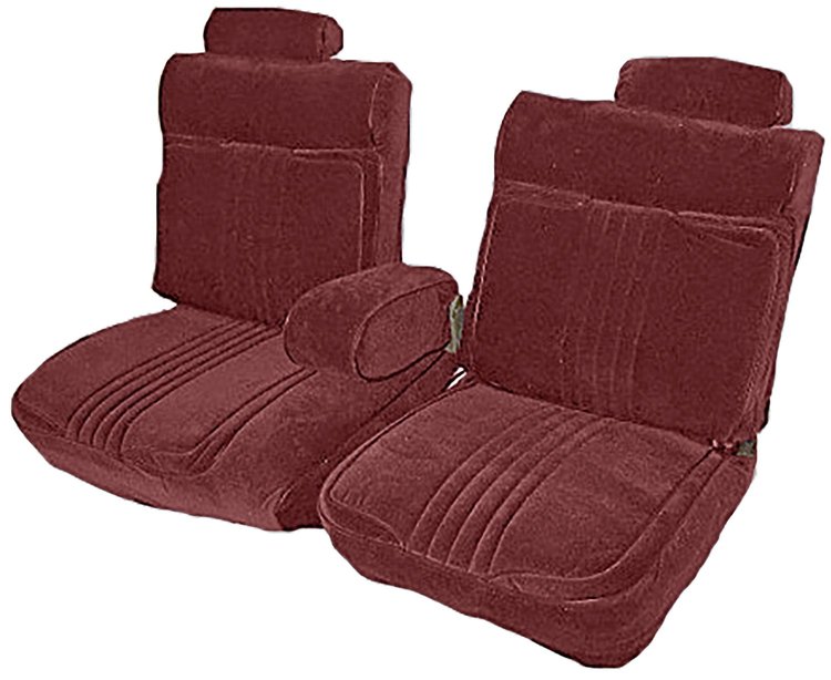 Front 55/45 Split Bench Seat Upholstery for 1981-1987 Chevy El Cam/Malibu, Monte Carlo, GMC Caballero [Burgundy Encore Velour]