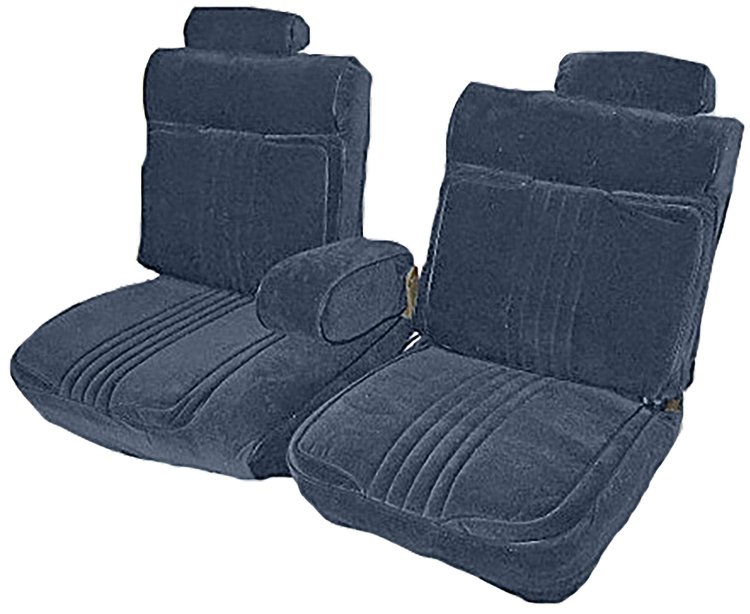 Front 55/45 Split Bench Seat Upholstery for 1981-1987 Chevy El Cam/Malibu, Monte Carlo, GMC Caballero [Royal Bl Encore Velour]