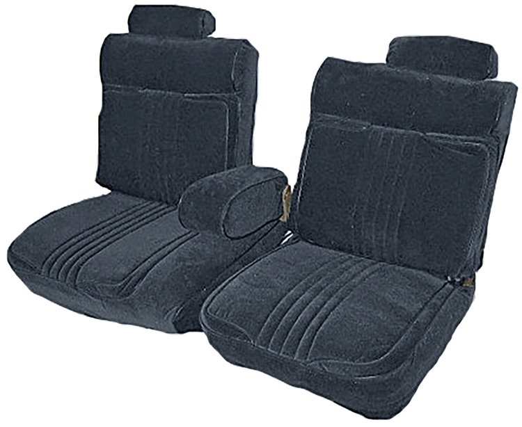 Front 55/45 Split Bench Seat Upholstery for 1981-1987 Chevy El Cam/Malibu, Monte Carlo, GMC Caballero [Navy Blue Encore Velour]