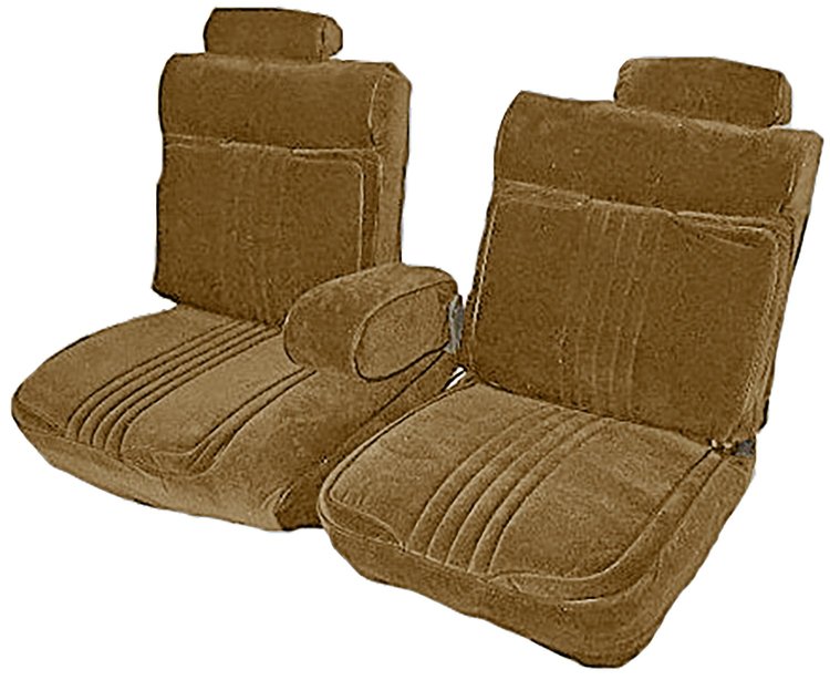 Front 55/45 Split Bench Seat Upholstery for 1981-1987 Chevy El Cam/Malibu, Monte Carlo, GMC Caballero [Sandstone Encore Velour]