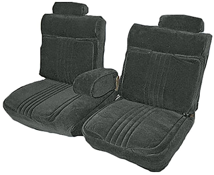 Front 55/45 Split Bench Seat Upholstery for 1981-1987 Chevy El Cam/Malibu, Monte Carlo, GMC Caballero [Charcoal Encore Velour]