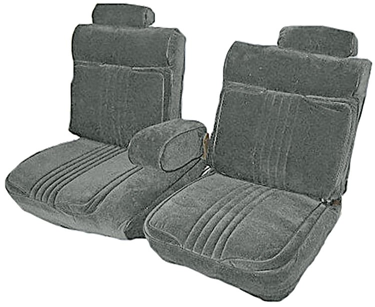 Front 55/45 Split Bench Seat Upholstery for 1981-1987 Chevy El Cam/Malibu, Monte Carlo, GMC Caballero [Lt Char. Encore Velour]