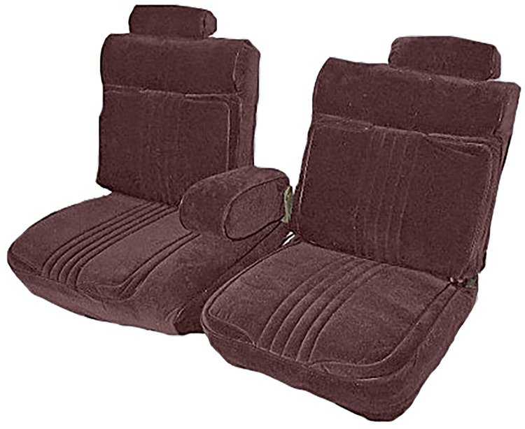 Front 55/45 Split Bench Seat Upholstery for 1981-1987 Chevy El Camino/Malibu, Monte Carlo, GMC Caballero [Claret Encore Velour]