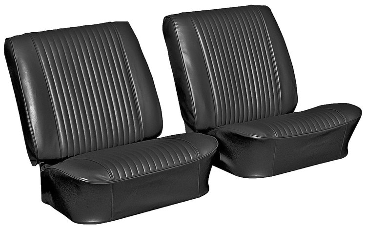 Front Bucket Seat Upholstery Kit for 1964 Chevrolet Chevelle, El Camino [Seville Grain Vinyl Black]