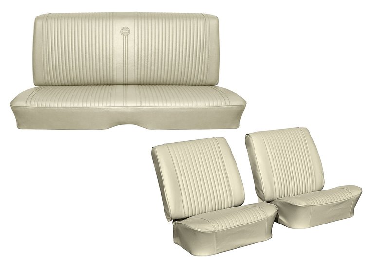 Front Buckets & Rear Seat Upholstery Kit for 1964 Chevrolet Chevelle, Coupe, Hardtop, 6-Piece [Seville Grain Vinyl Fawn]