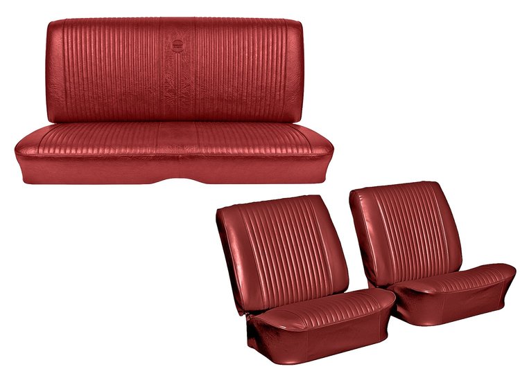 Front Buckets & Rear Seat Upholstery Kit for 1964 Chevrolet Chevelle, Coupe, Hardtop, 6-Piece [Seville Grain Vinyl Red]