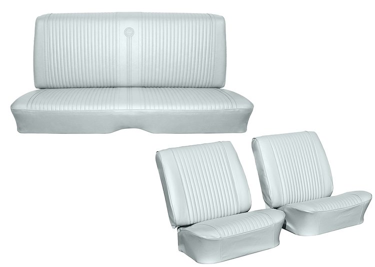 Front Buckets & Rear Seat Upholstery Kit for 1964 Chevrolet Chevelle, Coupe, Hardtop, 6-Piece [Seville Grain Vinyl White]