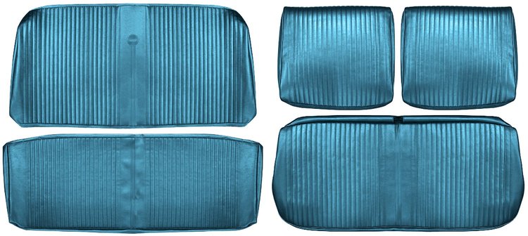 Front Split Bench & Rear Seat Upholstery Kit for 1964 Chevrolet Chevelle Convertible, 5-Piece [Seville Grain Vinyl Lt. Blue]