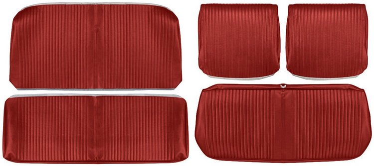 Front Split Bench & Rear Seat Upholstery Kit for 1964 Chevrolet Chevelle Convertible, 5-Piece [Seville Grain Vinyl Red]