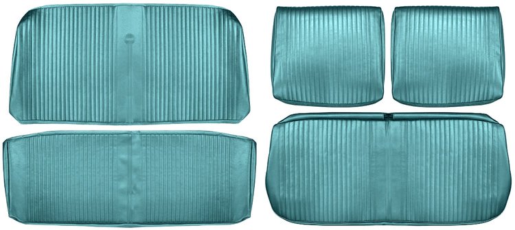 Front Split Bench & Rear Seat Upholstery Kit for 1964 Chevrolet Chevelle Convertible, 5-Piece [Seville Grain Vinyl Turquoise]