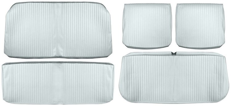 Front Split Bench & Rear Seat Upholstery Kit for 1964 Chevrolet Chevelle Convertible, 5-Piece [Seville Grain Vinyl White]