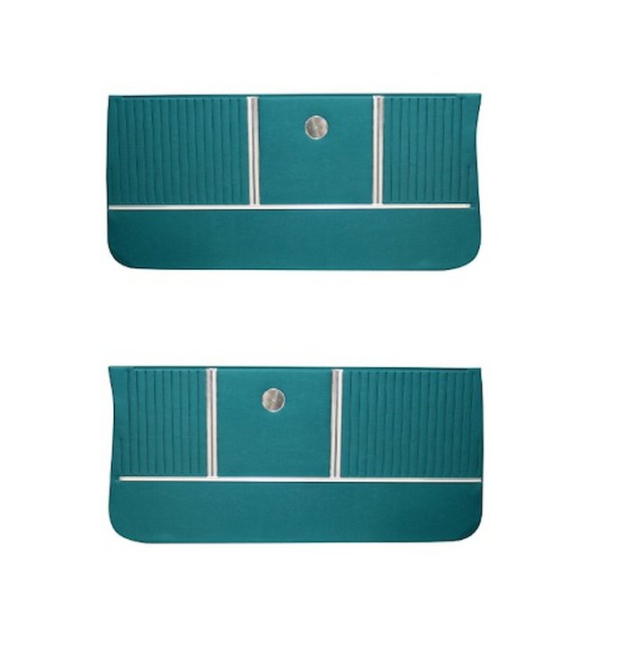 Front Deluxe Door Panel Set for 1964 Chevrolet Chevelle, Malibu, El Camino, Wagon, All 2-Door Models [Turquoise/Aqua]