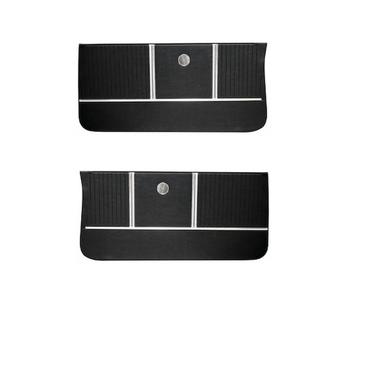 Front Deluxe Door Panel Set for 1964 Chevrolet Chevelle, Malibu, El Camino, Wagon, All 2-Door Models [Black]