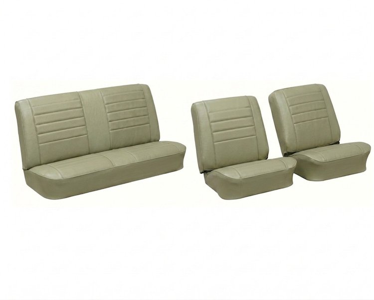 Front Buckets & Rear Seat Upholstery Kit for 1965 Chevy Chevelle & Malibu, Coupe, Hardtop [Madrid Grain Vinyl Fawn]