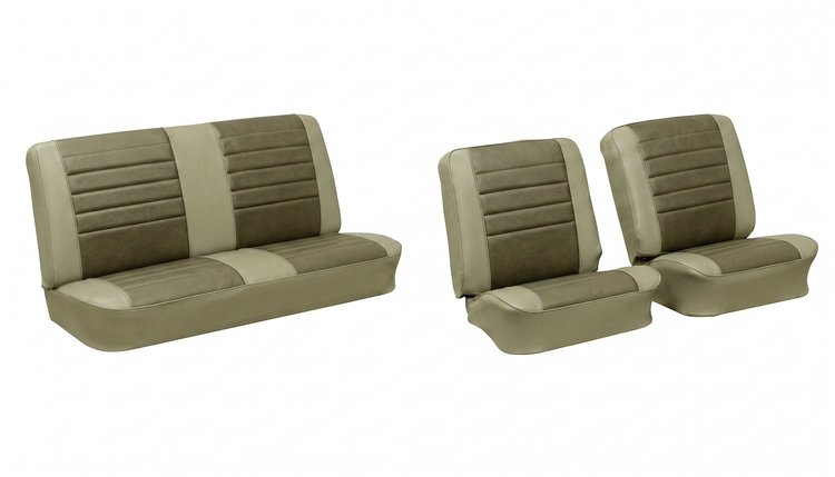 Front Buckets & Rear Seat Upholstery Kit for 1965 Chevy Chevelle & Malibu, Coupe, Hardtop [Madrid Grain Vinyl 2-Tone Fawn]