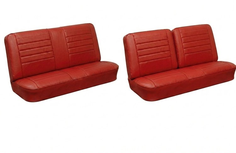 Front Split Bench & Rear Seat Upholstery Kit for 1965 Chevy Chevelle & Malibu, Coupe, Hardtop [Madrid Grain Vinyl Red]