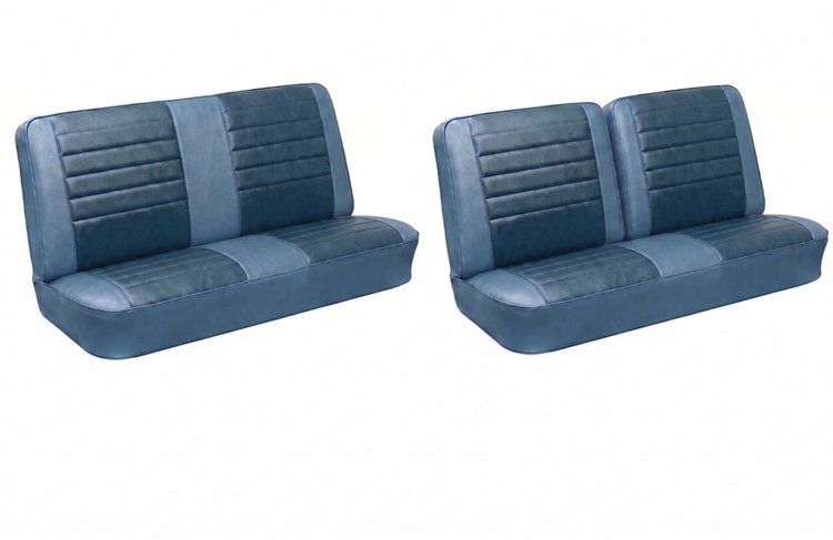 Front Split Bench & Rear Seat Upholstery Kit for 1965 Chevy Chevelle & Malibu, Coupe, Hardtop [Madrid Grain Vinyl 2-Tone Blue]