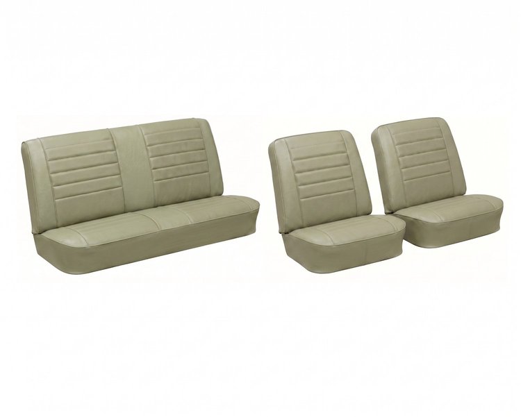 Front Buckets & Rear Seat Upholstery Kit for 1965 Chevy Chevelle & Malibu, Convertible [Madrid Grain Vinyl Fawn]