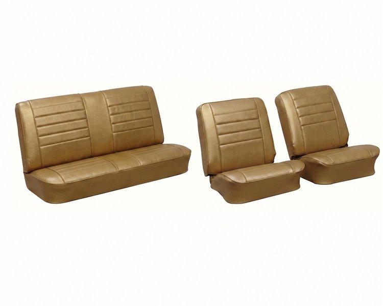 Front Buckets & Rear Seat Upholstery Kit for 1965 Chevy Chevelle & Malibu, Convertible [Madrid Grain Vinyl Saddle]