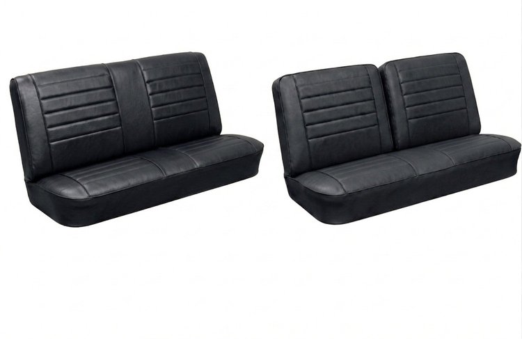 Front Split Bench & Rear Seat Upholstery Kit for 1965 Chevy Chevelle & Malibu, 2-Door Wagon [Madrid Grain Vinyl Black]