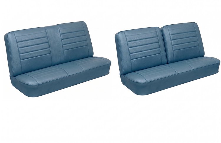 Front Split Bench & Rear Seat Upholstery Kit for 1965 Chevy Chevelle & Malibu, 2-Door Wagon [Madrid Grain Vinyl Light Blue]