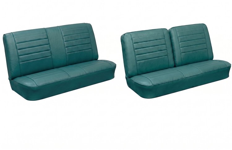Front Split Bench & Rear Seat Upholstery Kit for 1965 Chevy Chevelle & Malibu, 2-Door Wagon [Madrid Grain Vinyl Turquoise]