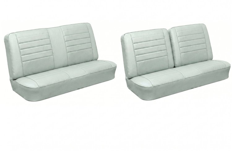 Front Split Bench & Rear Seat Upholstery Kit for 1965 Chevy Chevelle & Malibu, 2-Door Wagon [Madrid Grain Vinyl White]