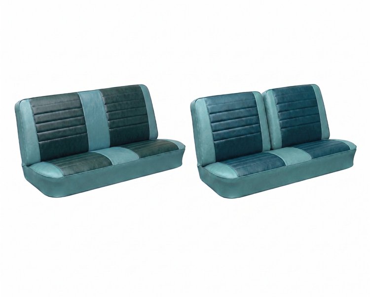 Front Split Bench & Rear Seat Upholstery Kit for 1965 Chevy Chevelle & Malibu, 2-Dr. Wagon [Madrid Grain Vinyl 2-Tone Turquoise]